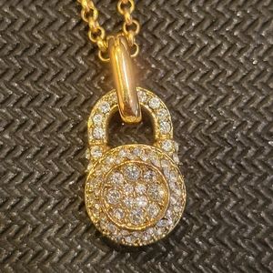 Michael Kors Gold & Faux Diamond Lock Necklace